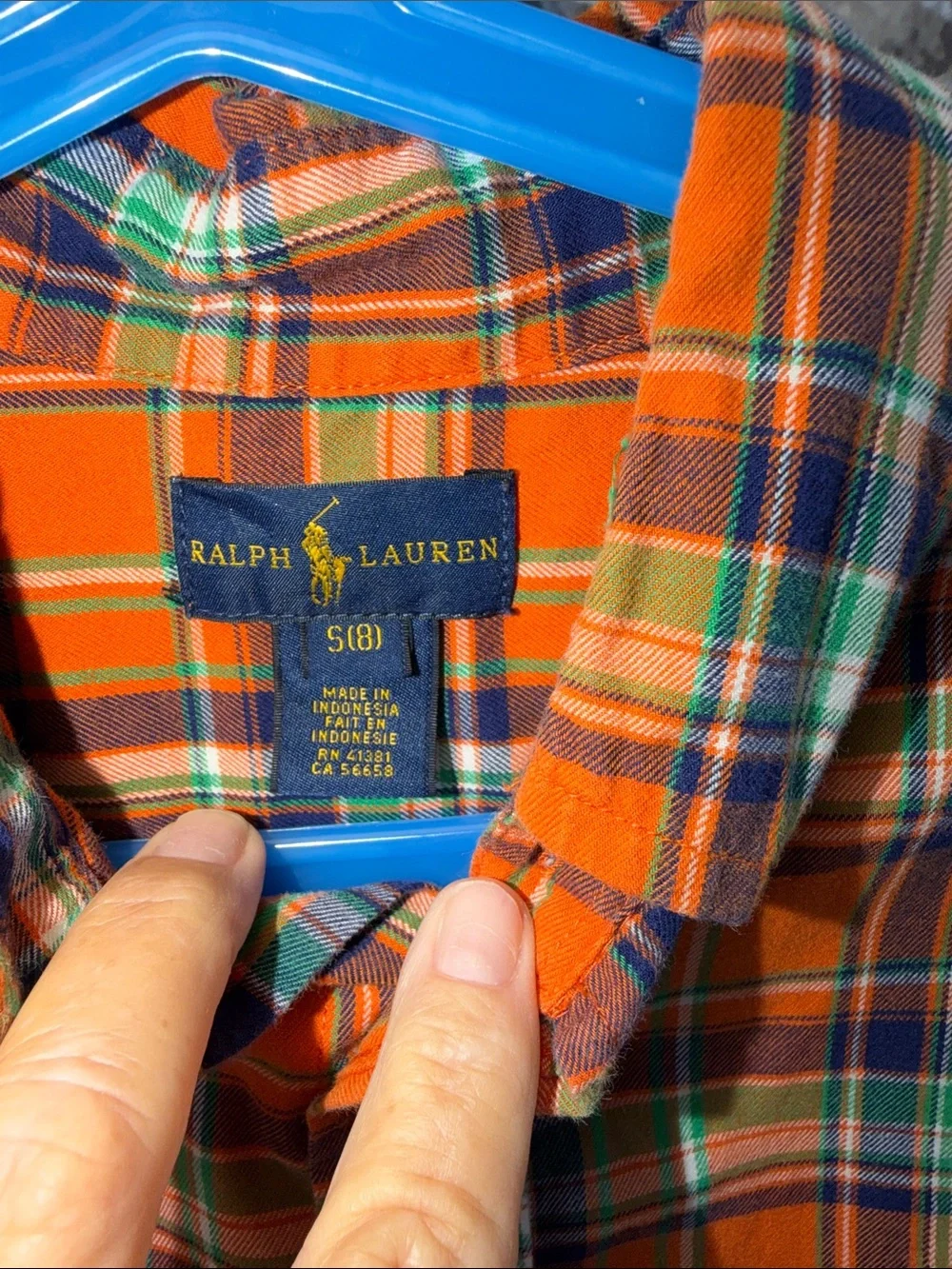 Boy's Ralph Lauren Orange Plaid‎ Cotton Button-Down Shirt